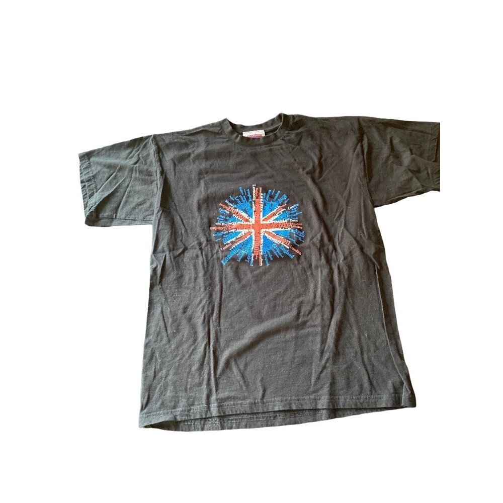 Black Glorious Britain T Shirt Size M British London England Starburst Flag